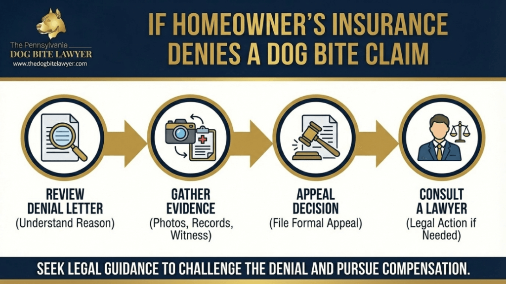 steps after a dog bite if home insurance denies your claim